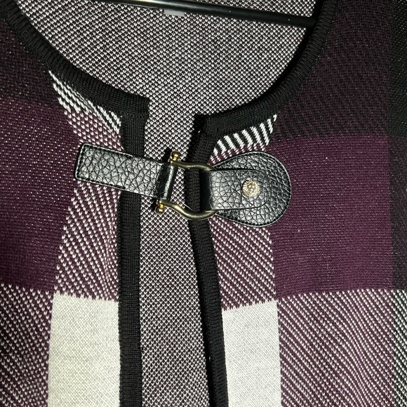Ann Klein duster black purple check - Picture 2 of 5